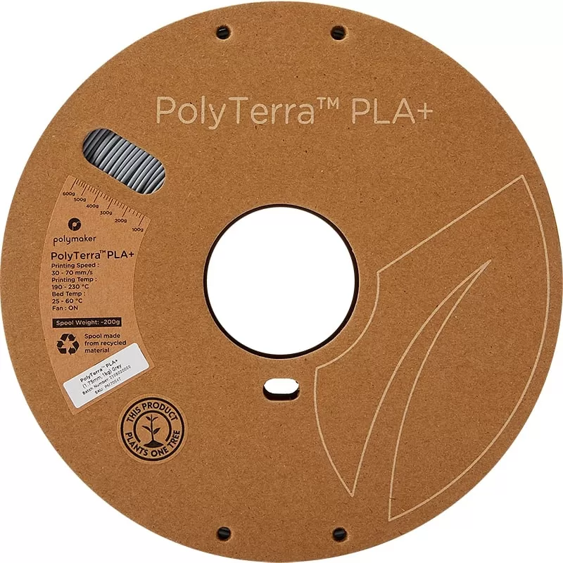 Filament PolyTerra+ PLA+ Gris - 1.75mm - 1 kg Filament PolyTerra+ PLA+ Gris - 1.75mm - 1 kg